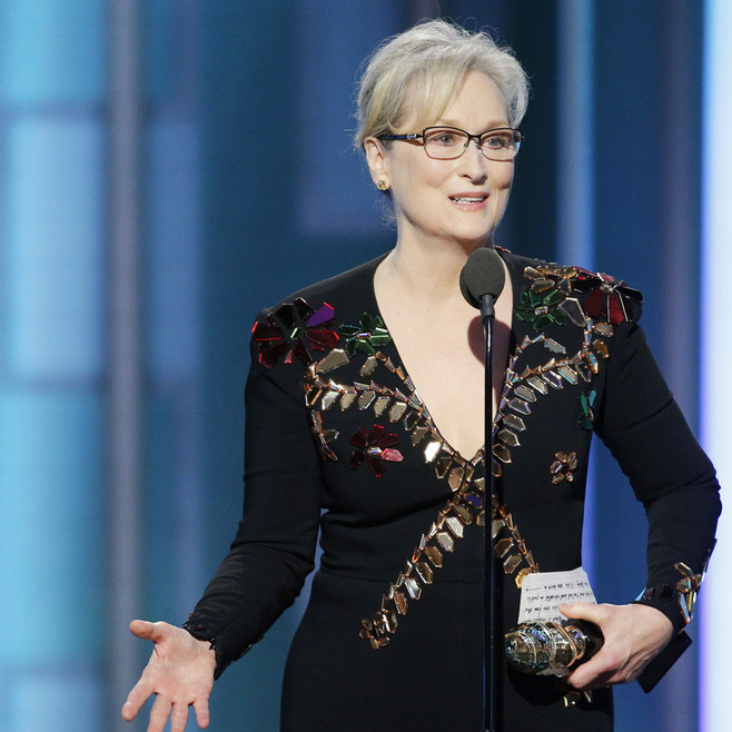 La actriz Meryl Streep durante su discurso en los Globos de Oro